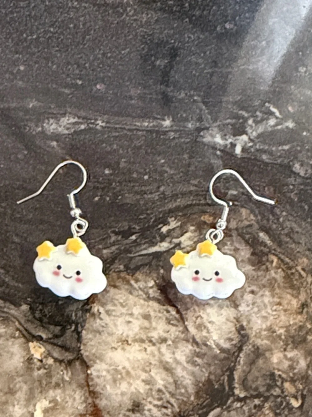 3/$30 Kawaii Cloud Dangle Earrings with Yellow Stars